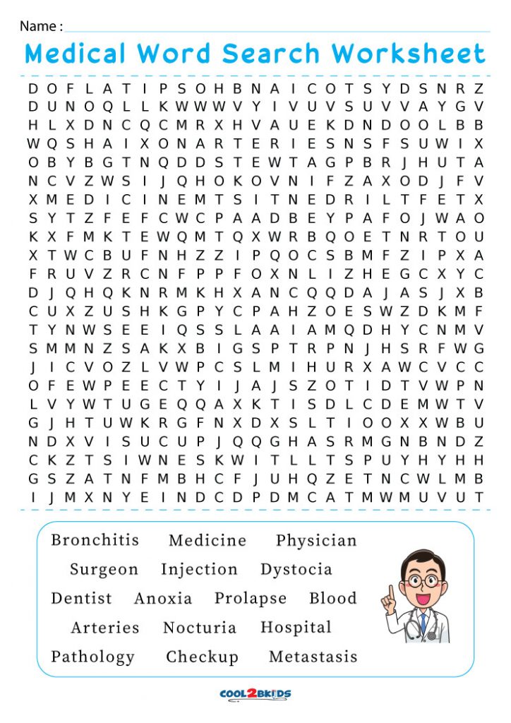 Printable Medical Word Search Cool2bKids