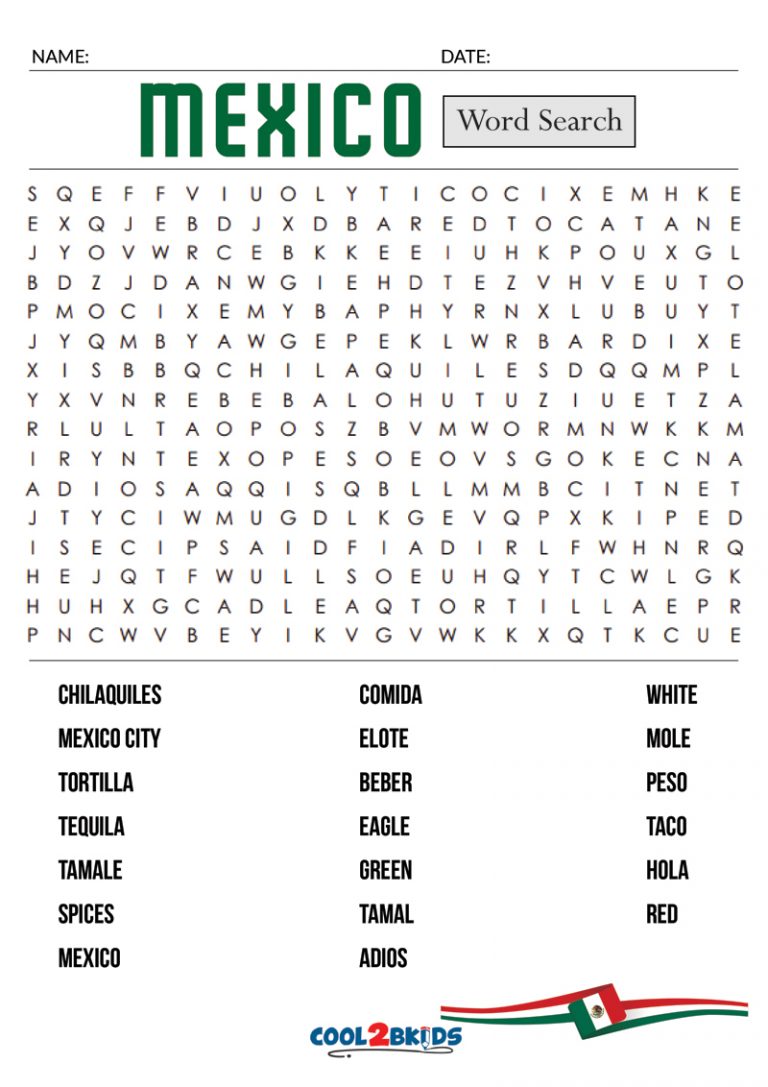 New Mexico Word Search Kids Printable