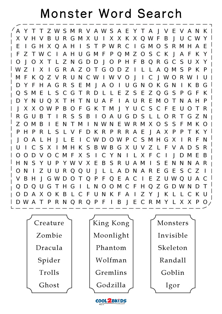 words beginning with double letters word search - Monster Word Search