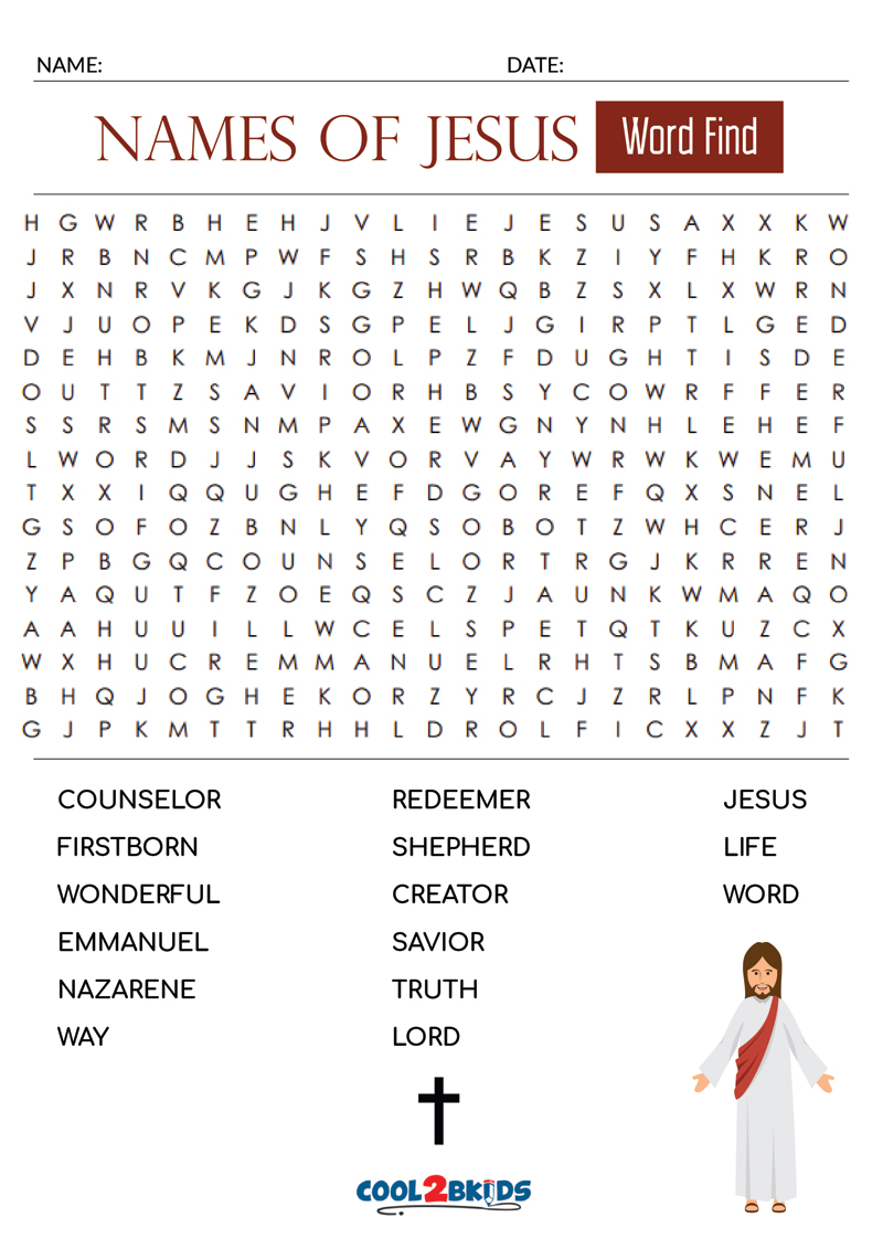 Printable Jesus Word Search - Cool2bKids