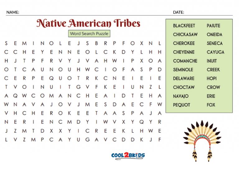 Printable Native American Word Search Cool2bKids