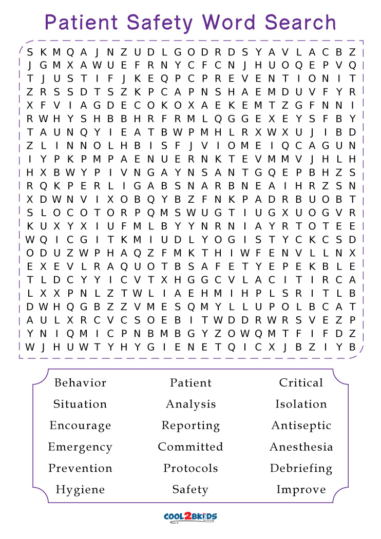 Health And Safety Word Search Printables