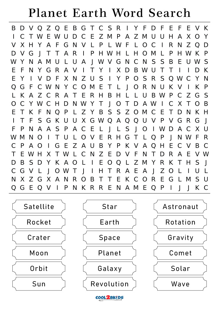 Planet Word Search Printable