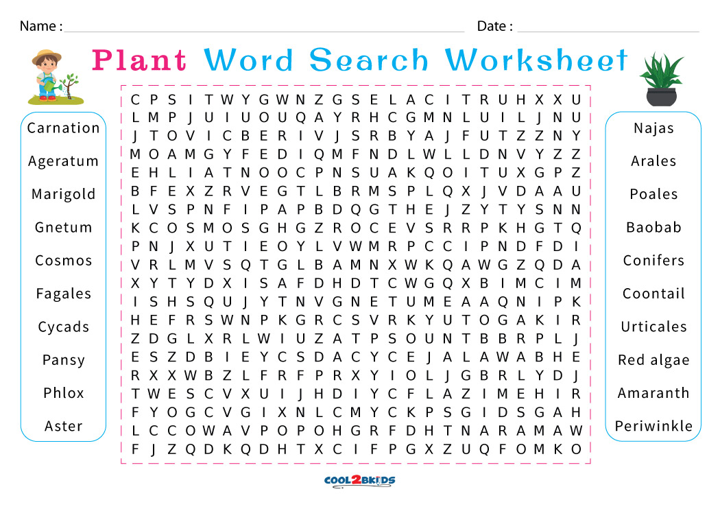 Printable Plant Word Search Cool2bKids