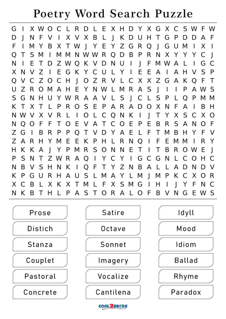 Printable Poetry Word Search Cool2bKids