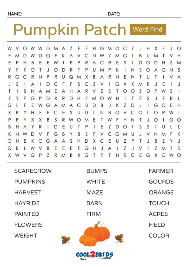 Printable Pumpkin Word Search Cool2bKids