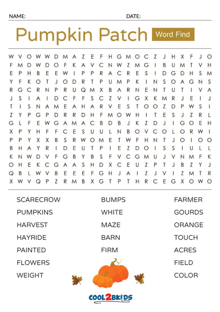 Printable Pumpkin Word Search Cool2bKids