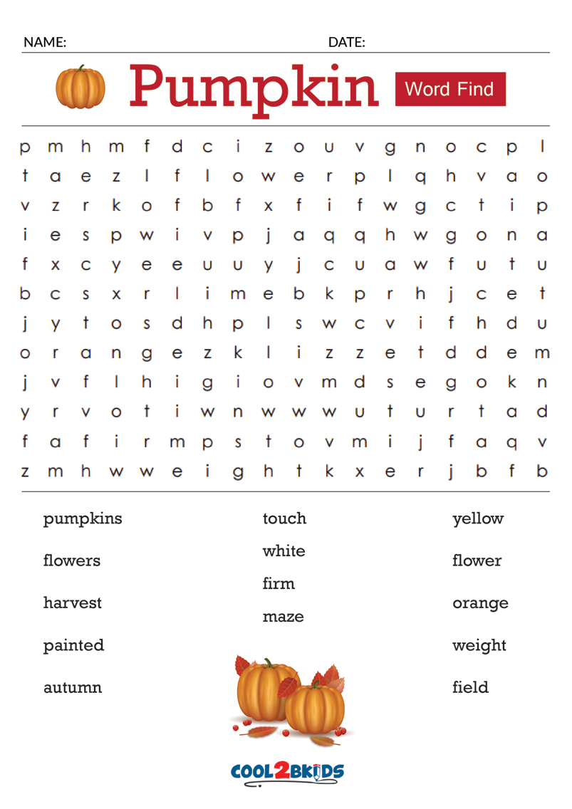 Printable Pumpkin Word Search Cool2bKids