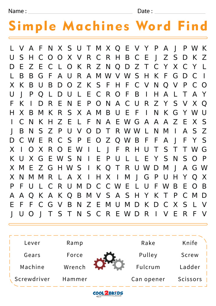 Simple Machines Word Search Answers