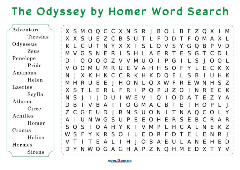 Odyssey Word Search Answer Key