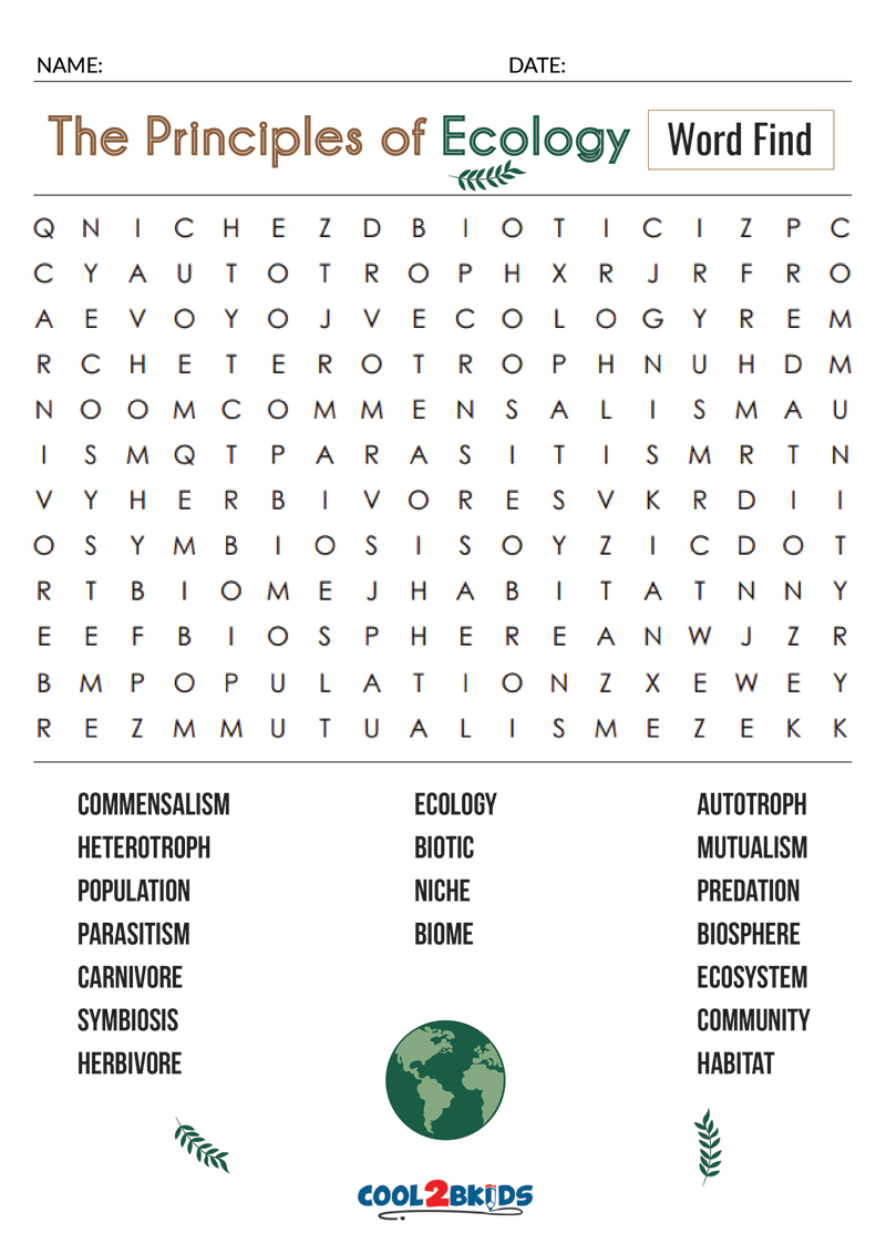 Printable Ecology Word Search Cool2bKids