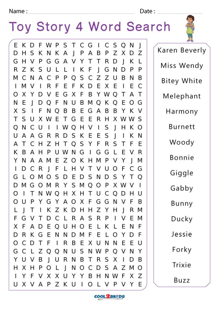 Printable Toy Story Word Search - Cool2bKids