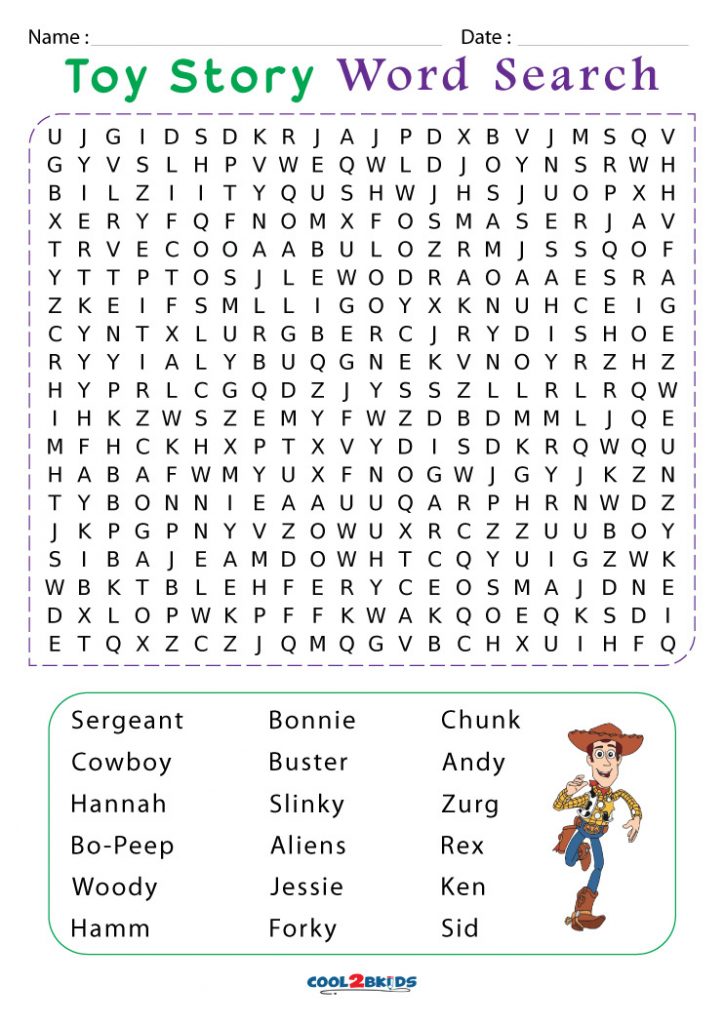 Printable Toy Story Word Search - Cool2bKids