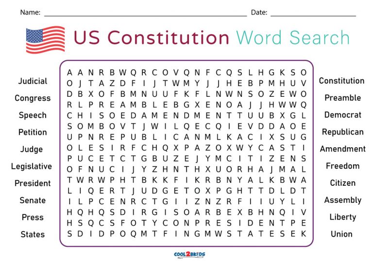 Printable Constitution Word Search Cool2bKids