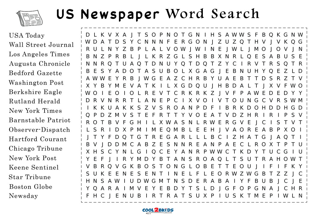 Printable Newspaper Word Search Cool2bKids