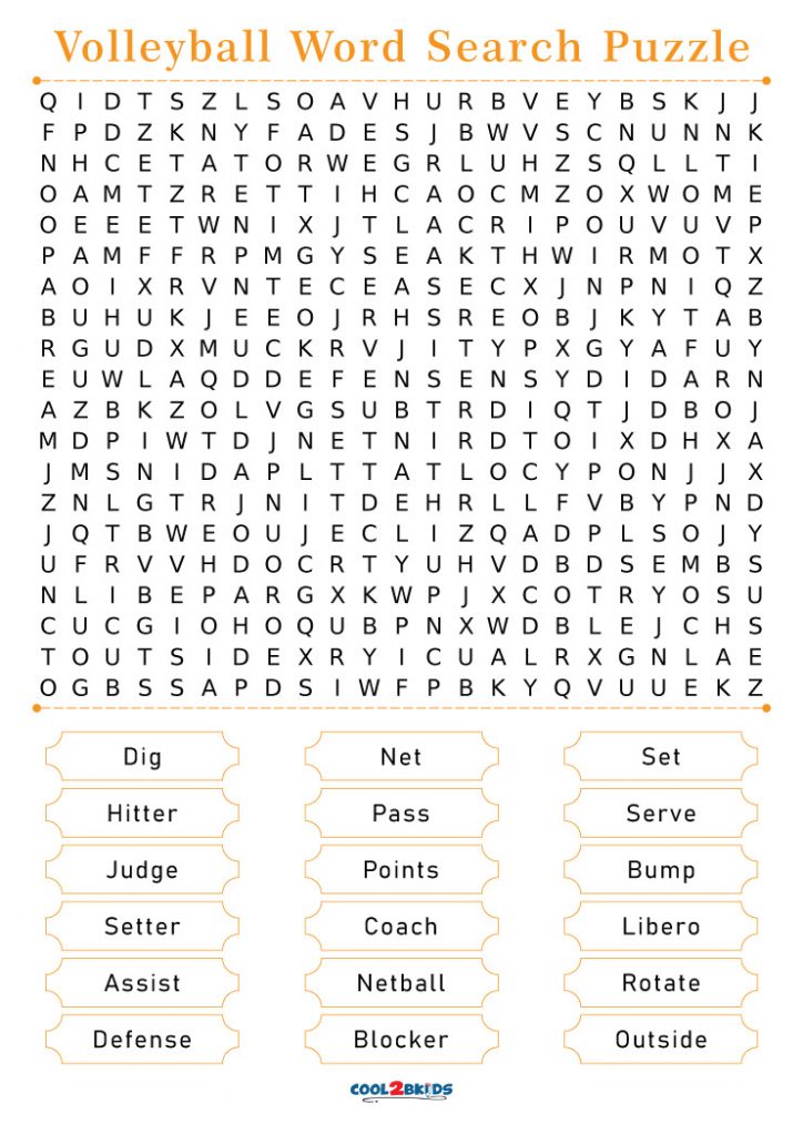 Printable Volleyball Word Search Cool2bKids