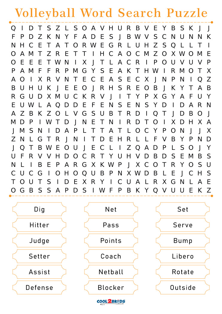 Printable Volleyball Word Search - Cool2bKids