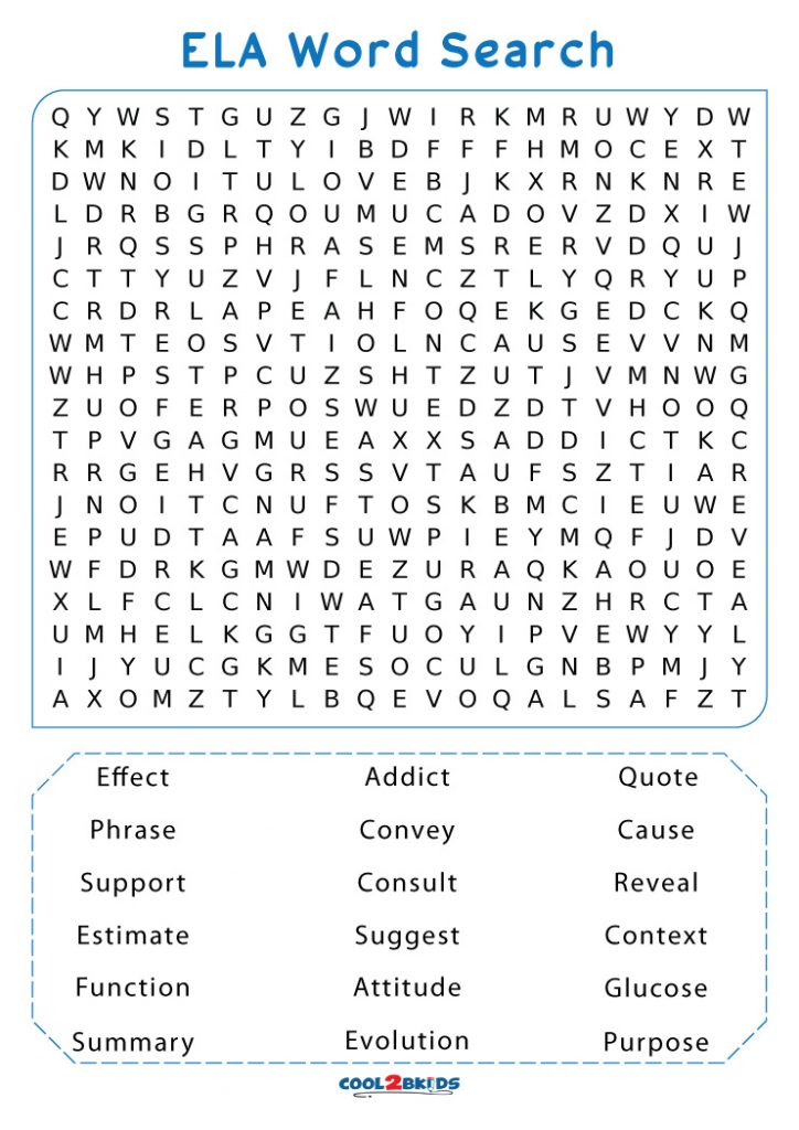 Printable 7th Grade Word Search