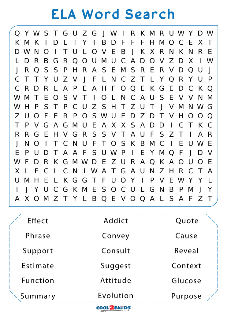 Printable 7th Grade Word Search