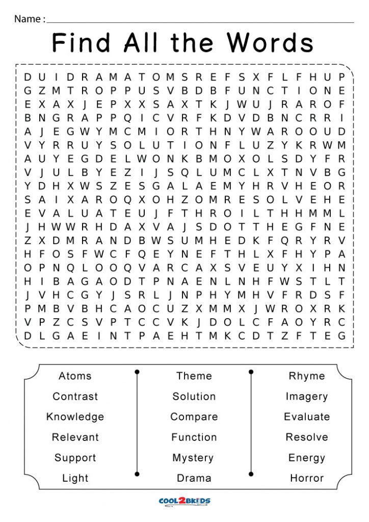 Printable 7th Grade Word Search