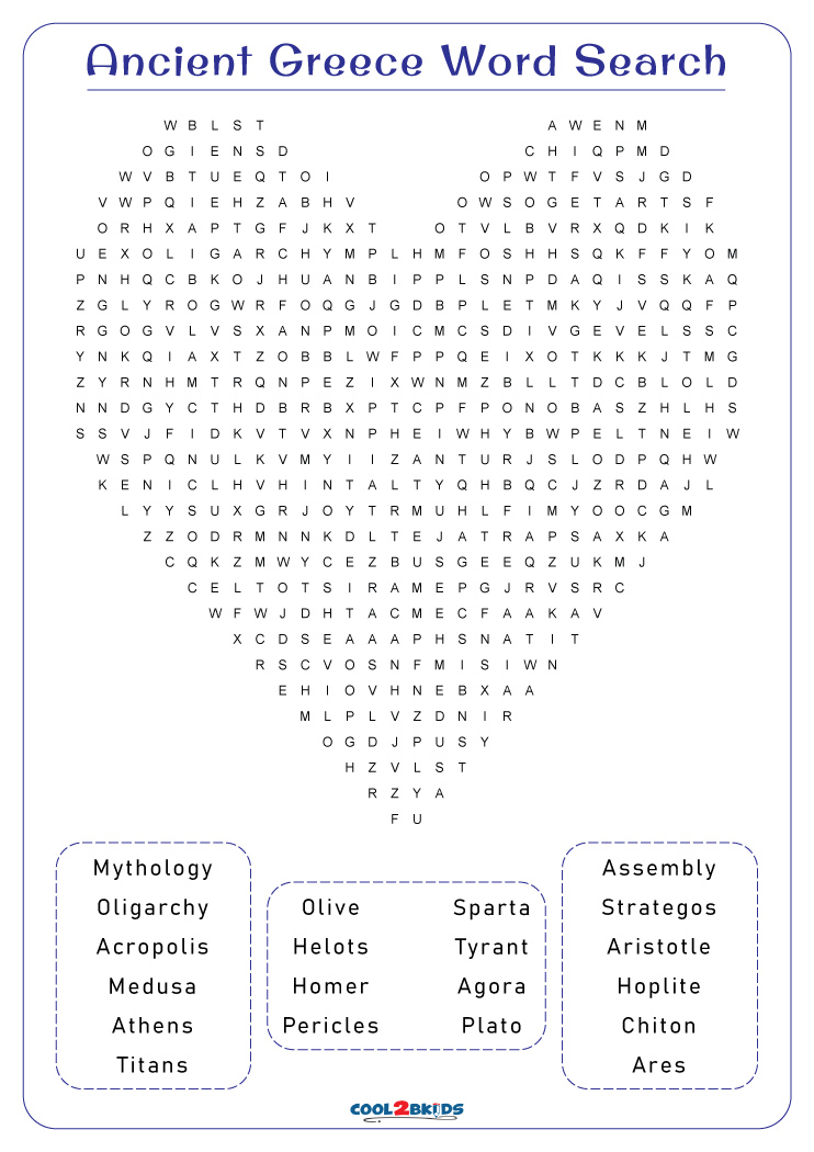 Printable Ancient Greece Word Search