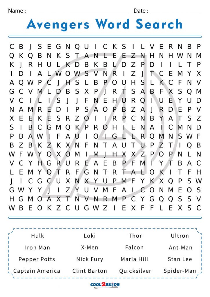 Printable Avengers Word Search