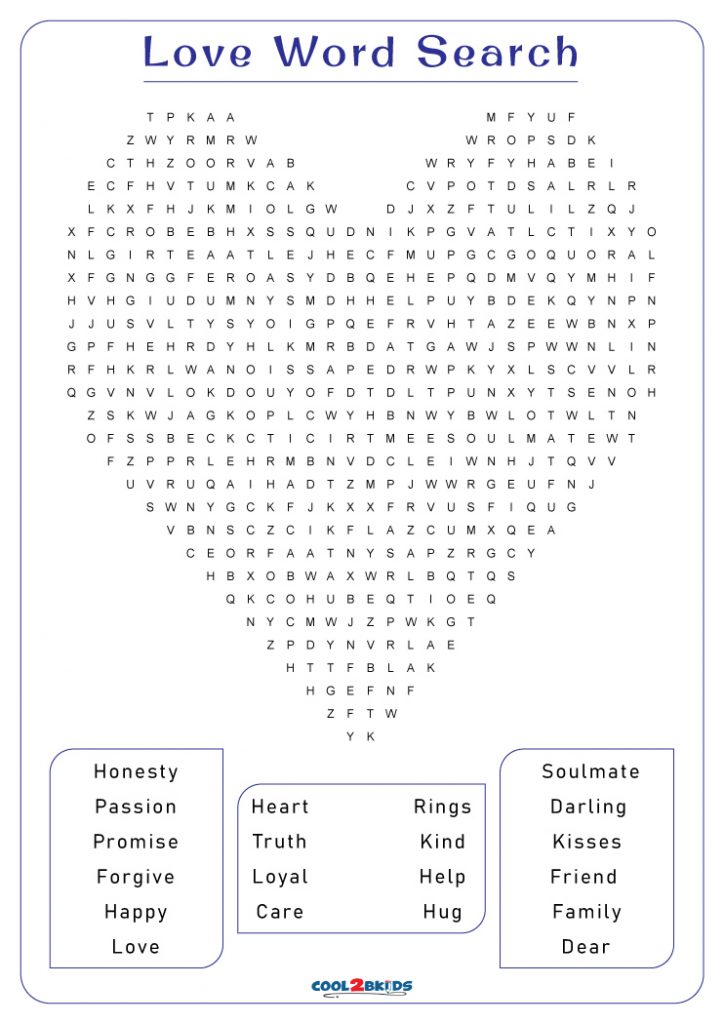 Printable Love Word Search