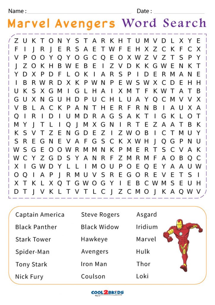 Printable Marvel Word Search Cool2bKids