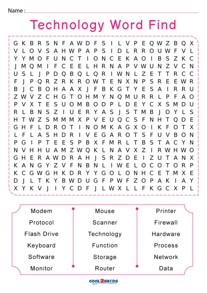 Technology Word Search In 2023 Word Find Word Seach Free Printable Computer Puzzle Word Search 1307