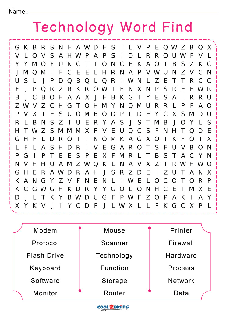 Technology Word Search Printable Word Search Printabl - vrogue.co