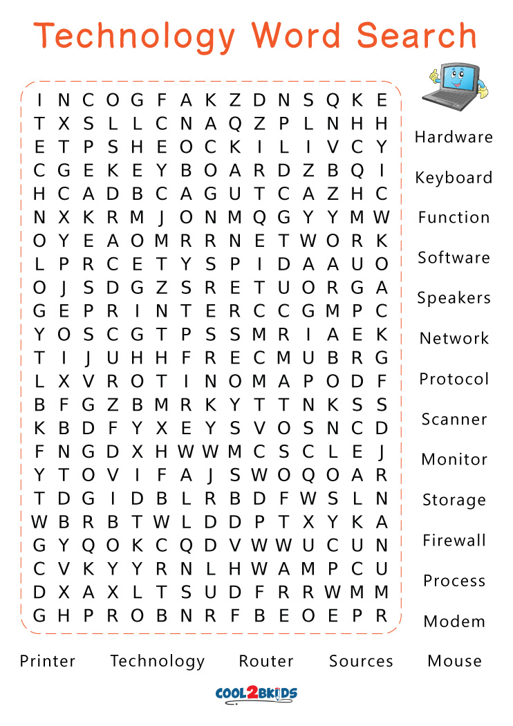 Technology Word Search In 2023 Word Find Word Seach Free Printable Computer Puzzle Word Search