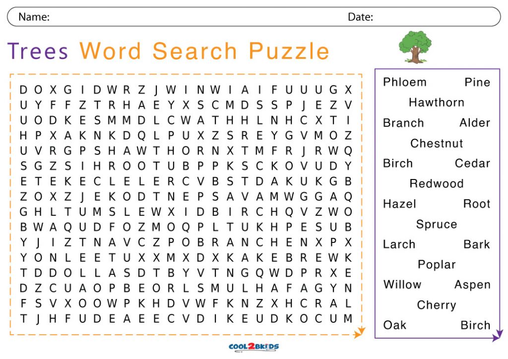 Printable Trees Word Search