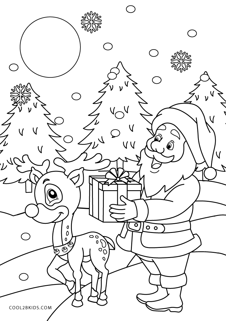 wide christmas coloring pages reindeer