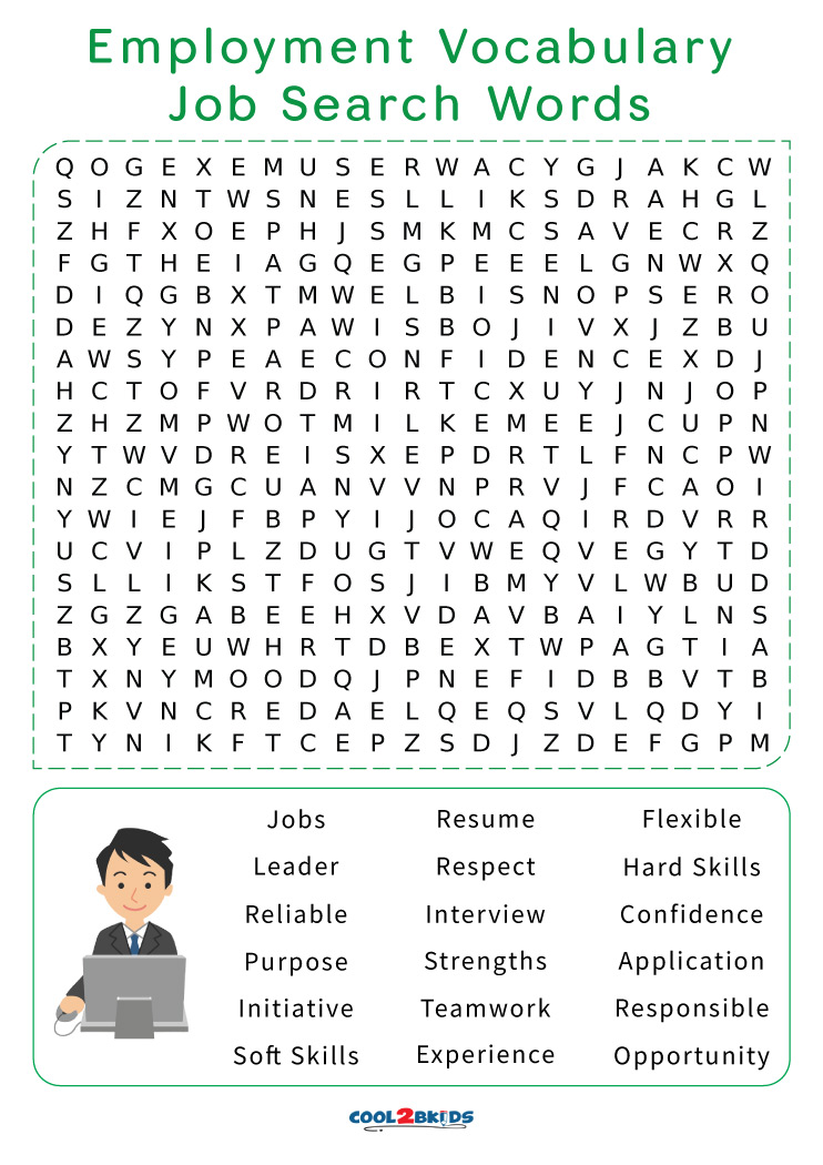 Employment Vocabulary Word Search Answer Key