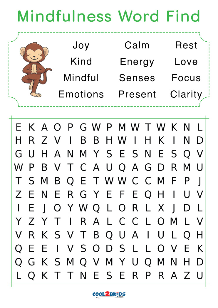 Printable Mindfulness Word Search