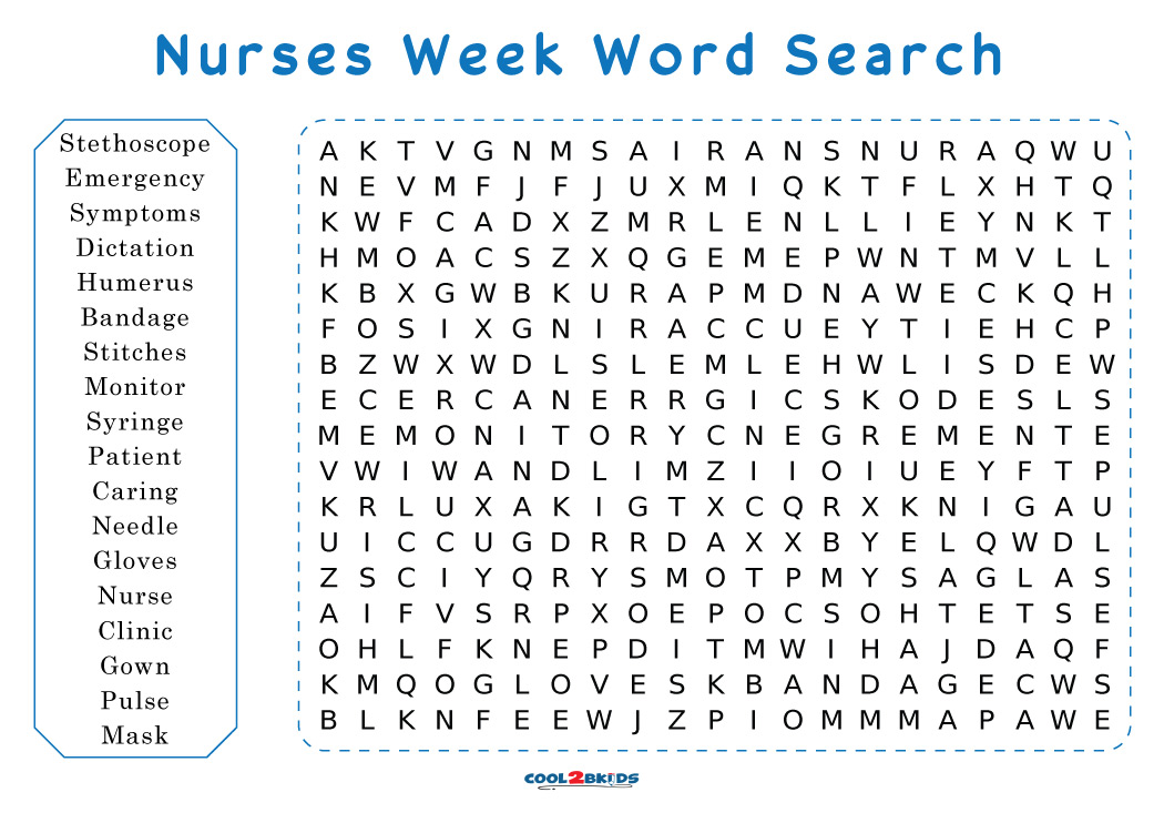 Printable Nursing Word Search