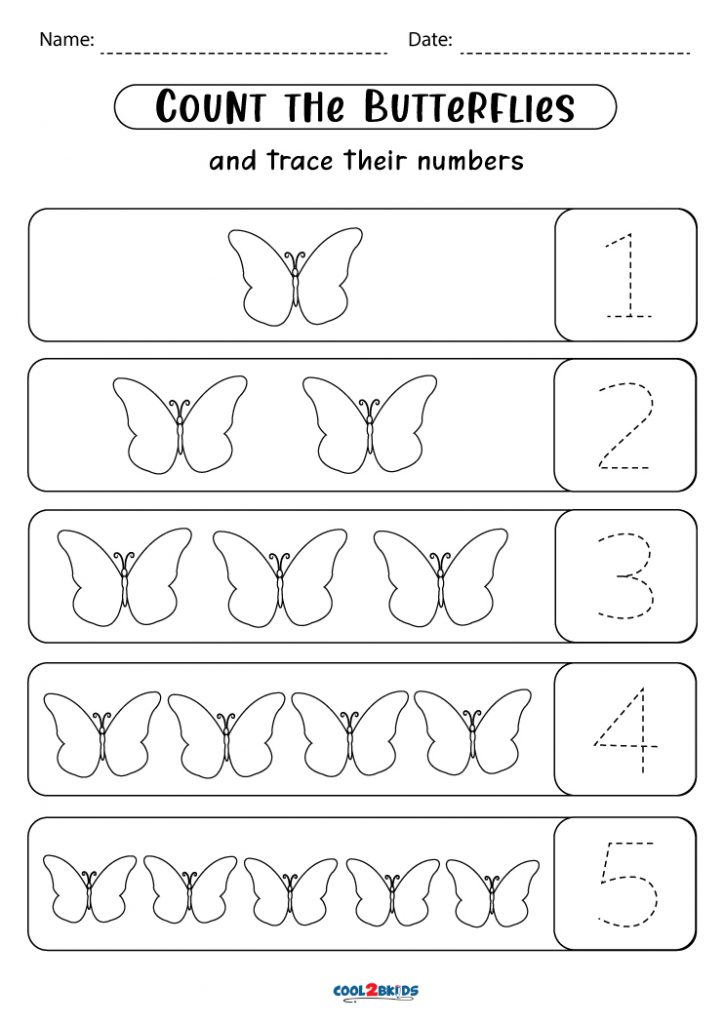 Free Printable Preschool Butterfly Worksheets 