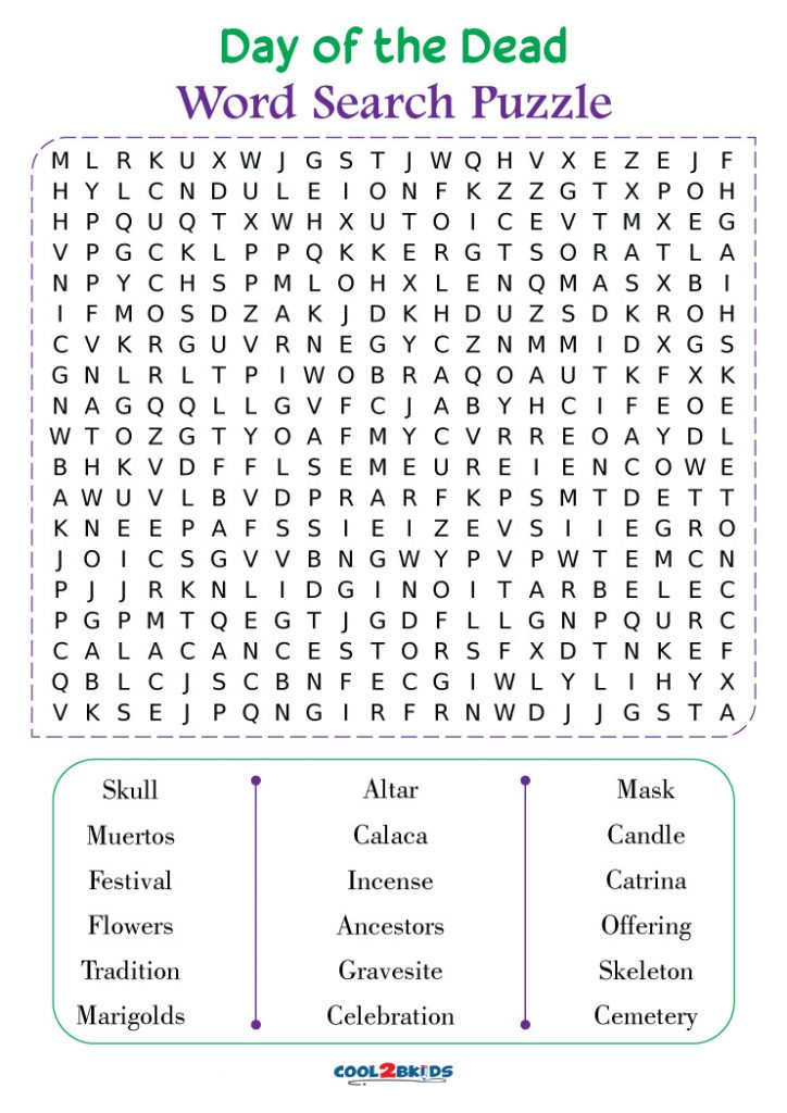 Printable Day Of The Dead Word Search