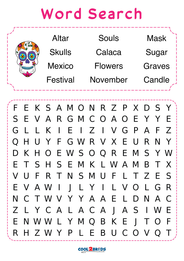 Printable Day Of The Dead Word Search