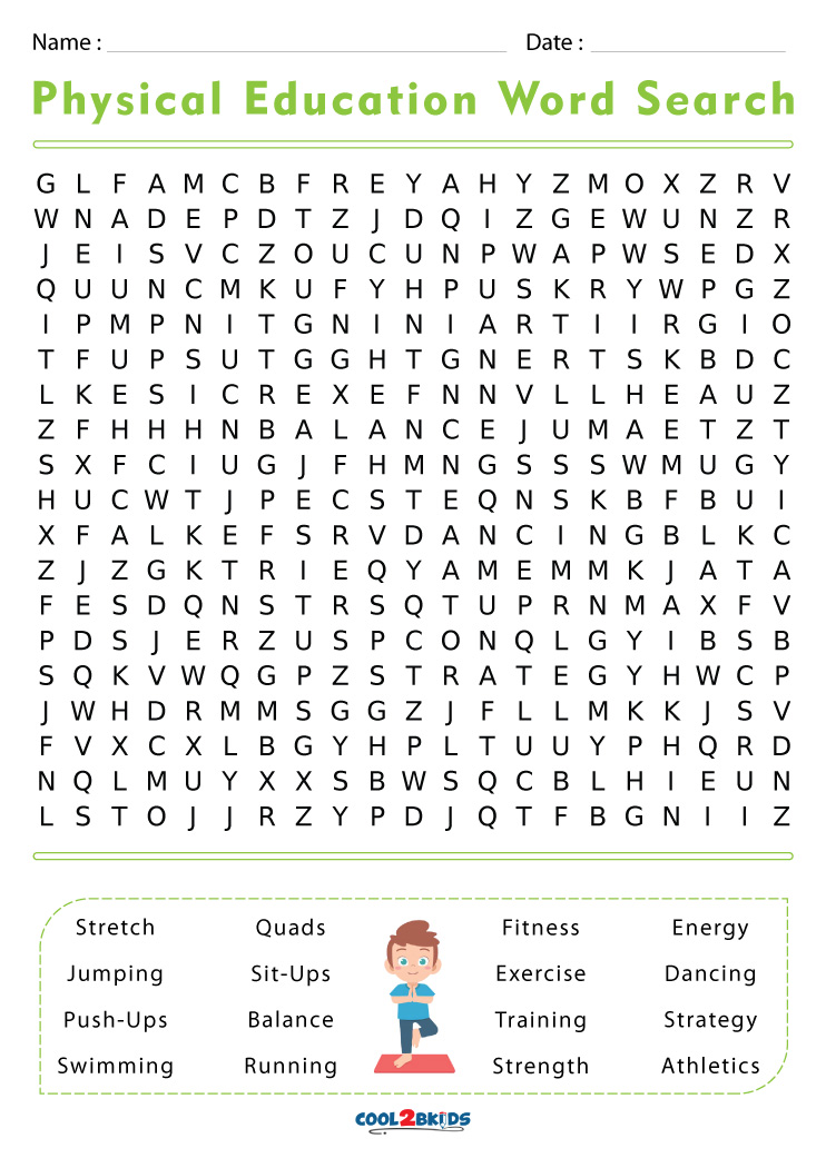 Printable Physical Education Word Search