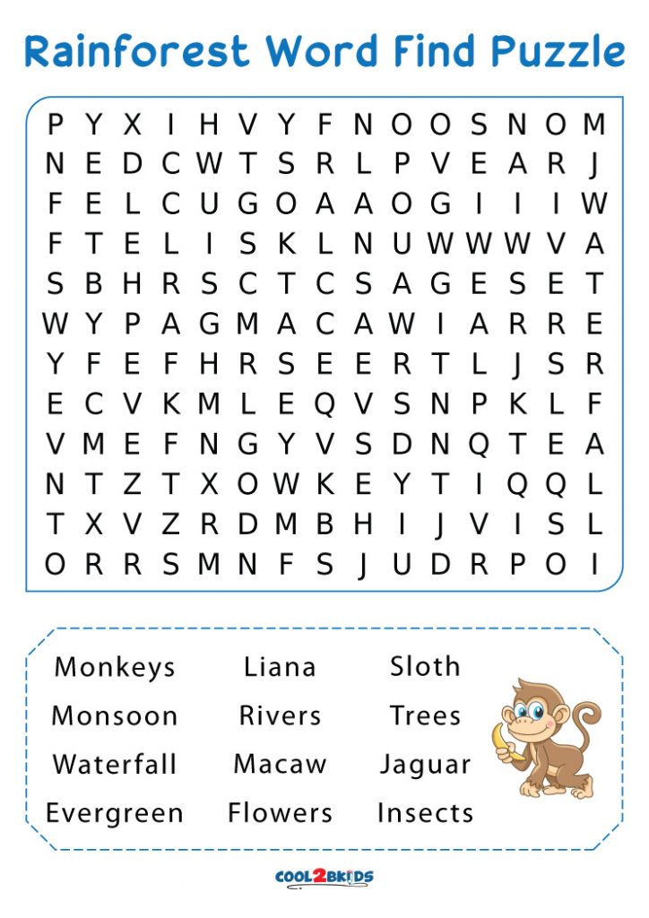 Printable Rainforest Word Search