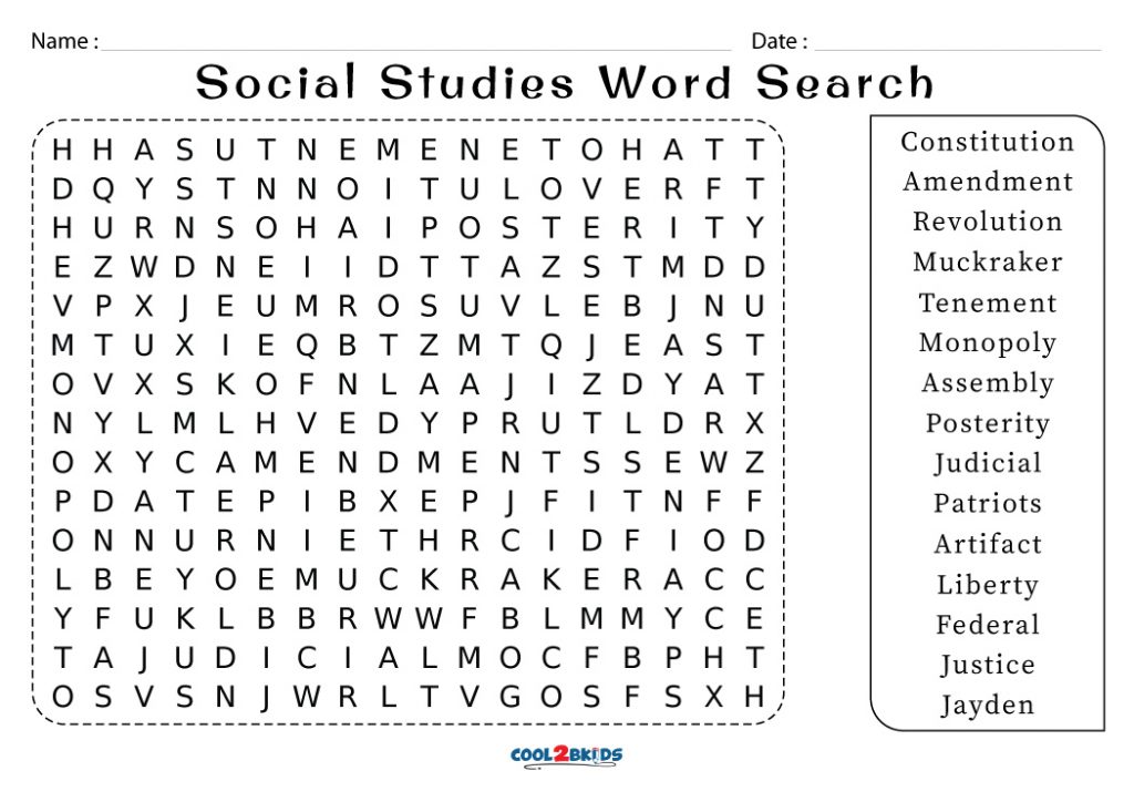 Printable Social Studies Word Search 6th Grade Social Studies Review Word Search By Sonya S