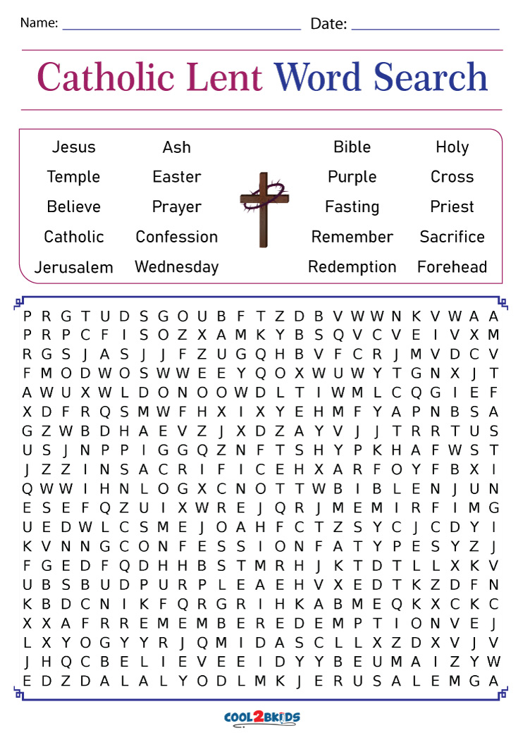 Lent Word Search Free Printable