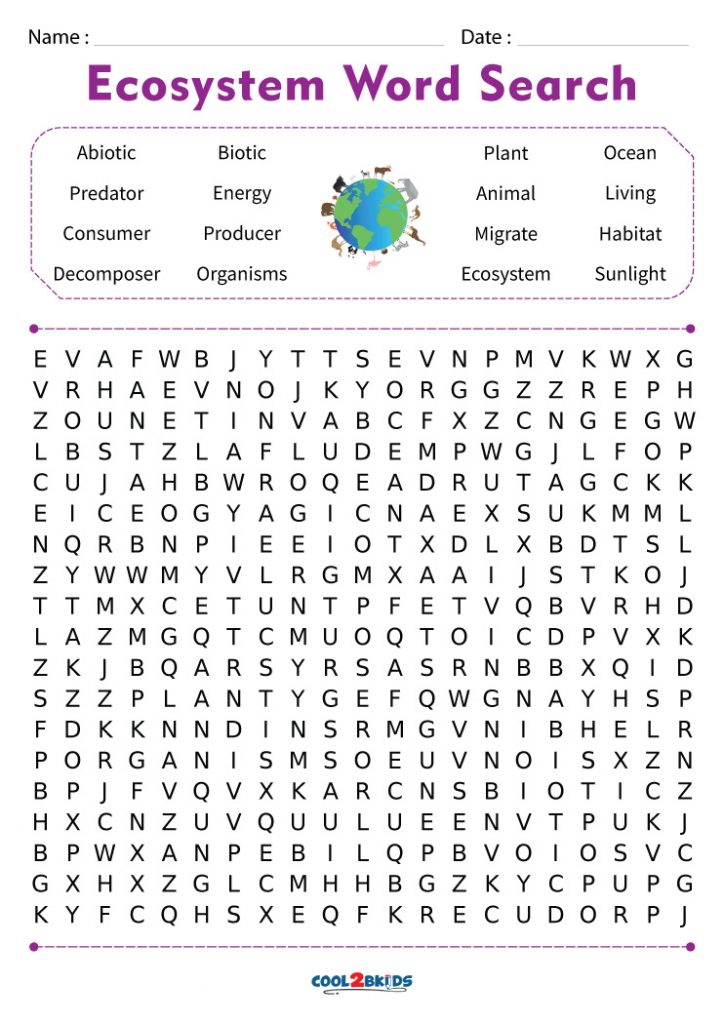 Printable Ecosystem Word Search