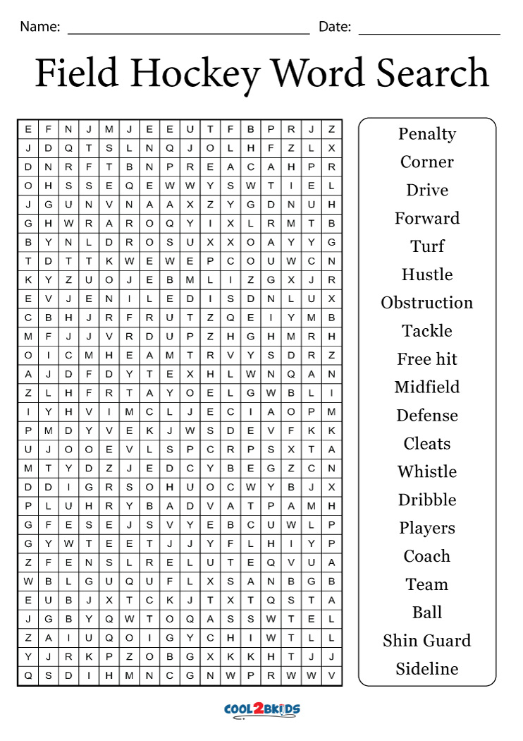 Printable Hockey Word Search