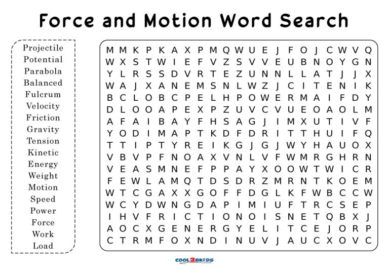 printable-force-and-motion-word-search