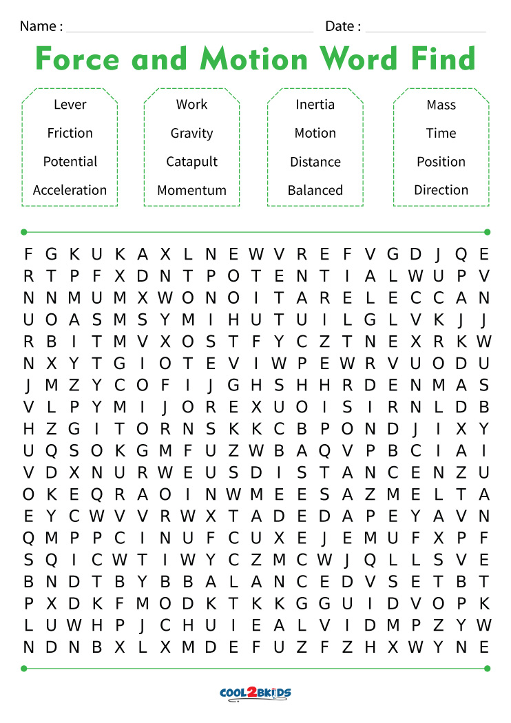 printable-force-and-motion-word-search