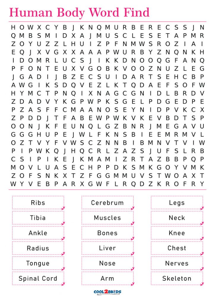 Printable Human Body Word Search