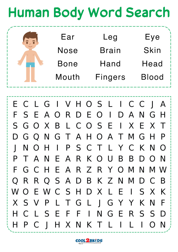 31 Partes Del Cuerpo Word Search TeriFranciszek