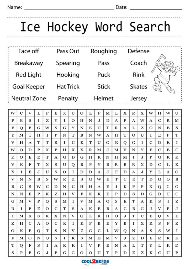 Printable Hockey Word Search